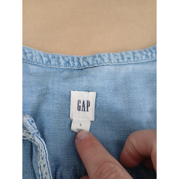 GAP Denim Dress Womens L Blue Embroidered Classic Basic - Picture 2 of 8